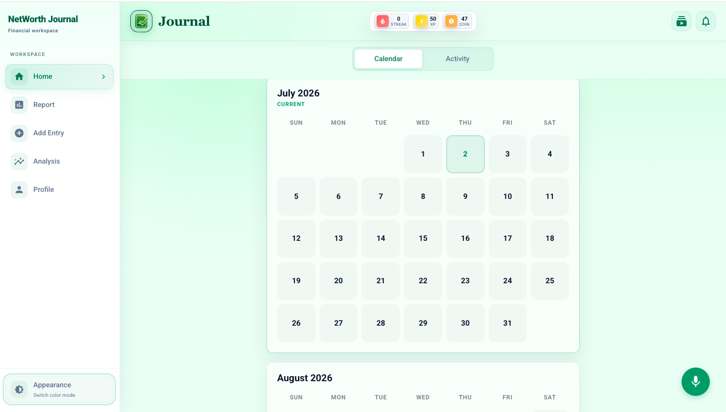 Networth Journal desktop app